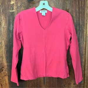 Eddie Bauer Women's Coral Long Sleeve V-Neck Top